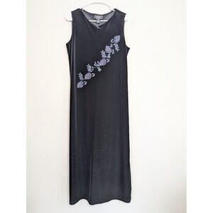 Impressions Womens Whimsigoth Velvet Maxi‎ Dress Size L Black Victorian Witchy